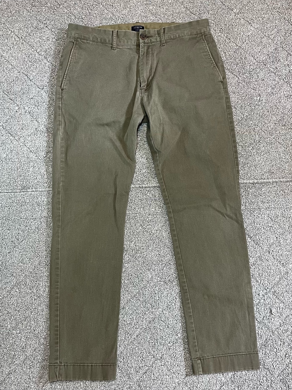 J Crew Flex Slim Fit Mens Pants 30X27 Green Flat Front Solid Chino
